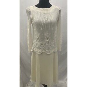 Vintage 70’s Prairie Boho cottage core dress crocher knit